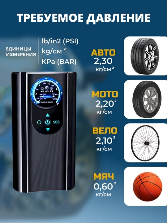 Автомобильный компрессор, электронасос, универсальный