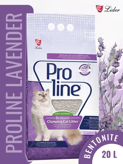 Комкующийся бентонитовый наполнитель Proline 17 кг, с ароматом лаванды