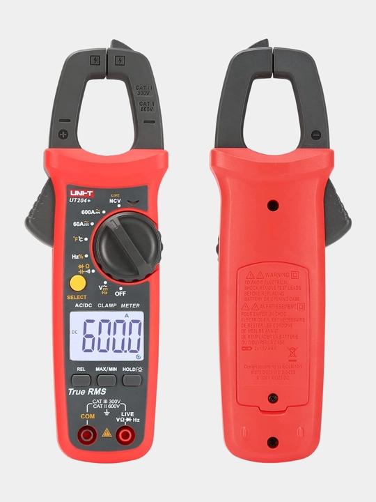 Токовые клещи UNI-T UT204A+ True RMS: DC/AC 600A, температура, емкость, частота