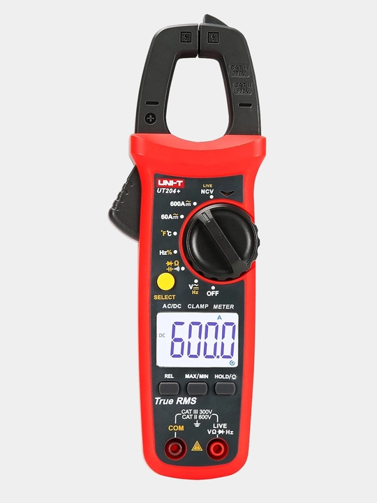 Токовые клещи UNI-T UT204A+ True RMS: DC/AC 600A, температура, емкость, частота