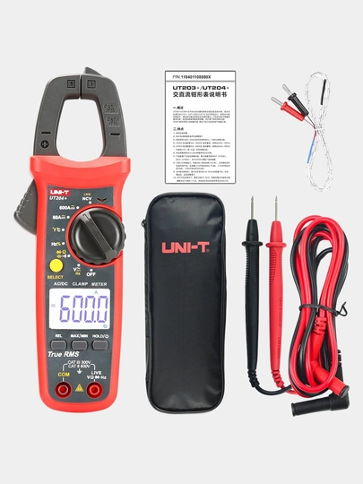 Токовые клещи UNI-T UT204A+ True RMS: DC/AC 600A, температура, емкость, частота