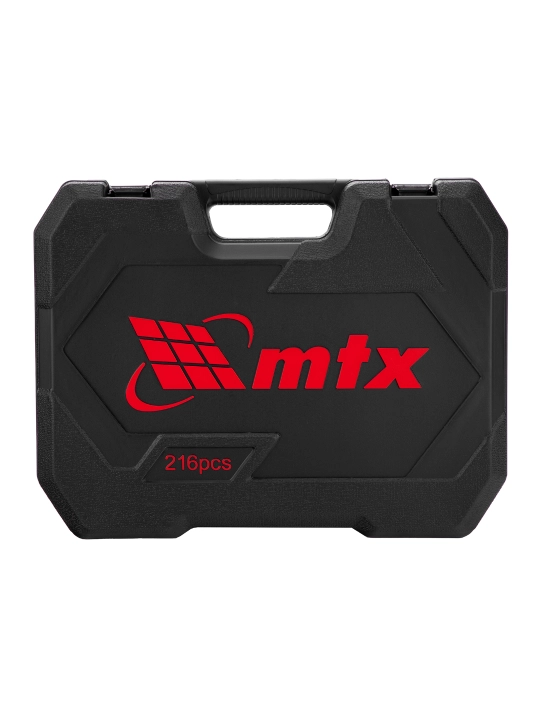 MTX asboblar to'plami, 1/2, 3/8, 1/4, CrV, g'ilof, 216 dona, 1353055