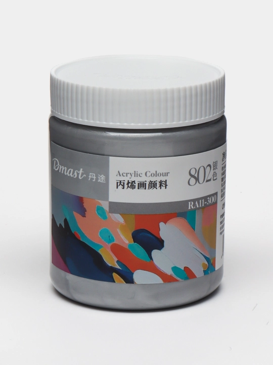 Kavanozdagi akril bo'yoq, 300 ml, 802 SILVER, Dmast Deli RA11-300-802 q0000054473 - 