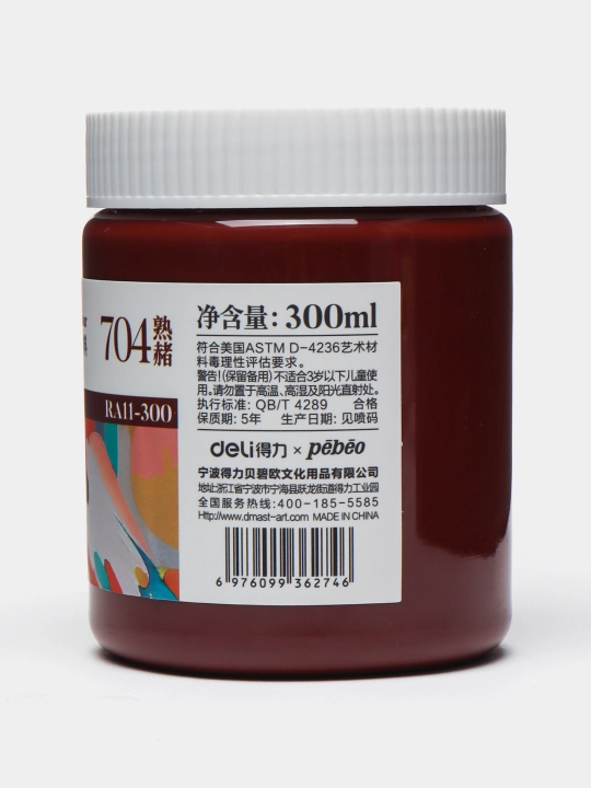 Краска акриловая в банке, 300 мл, 704 BURNT SIENNA, Dmast Deli RA11-300-704 q0000054478