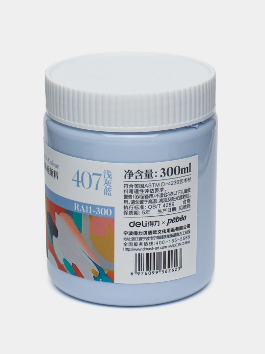 Краска акриловая в банке, 300 мл, 407 LIGHT GREY BLUE, Dmast Deli RA11-300-407 q0000054488