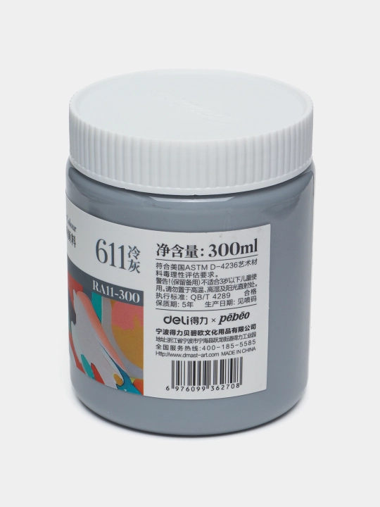 Краска акриловая в банке Dmast, Deli RA11-300-611 Cold Grey, 300 мл, q0000054464