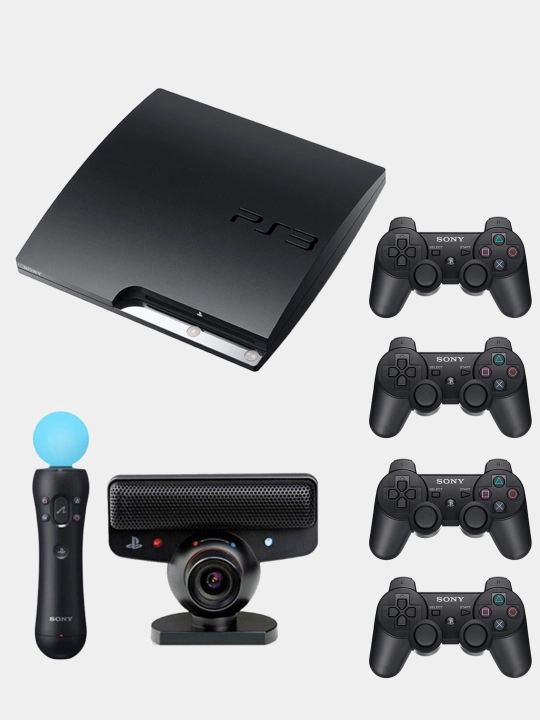 Игровая консоль PS3 Sony Playstation 3 Slim с играми 4 шт, Dualshok, Move Camera - 