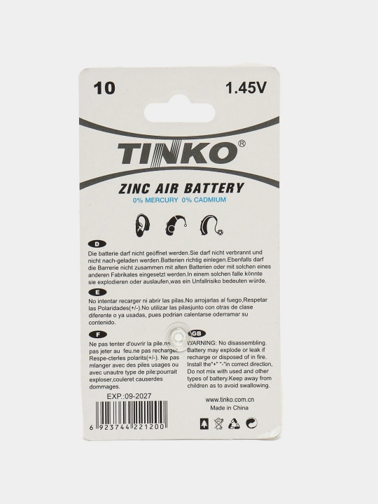 Tugma batareyalari Tinko  10, (1.45v, 6 dona)