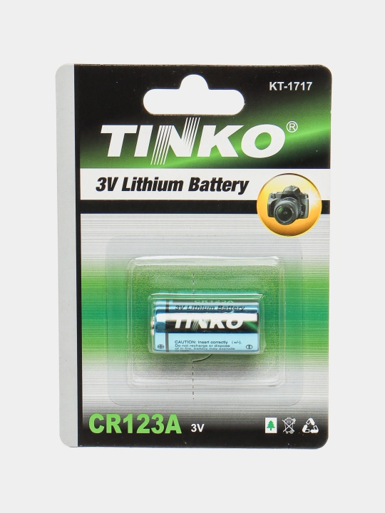 Silindrsimon lityum batareyalari Tinko CR123A (3v, 1 dona)