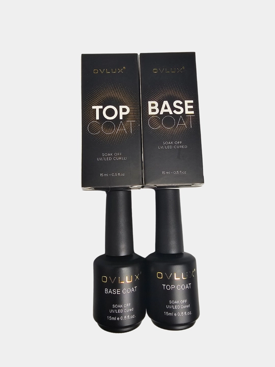 Tirnoqlar uchun baza qoplami, asos baza va rangsiz top, OVLUX, 15 ml