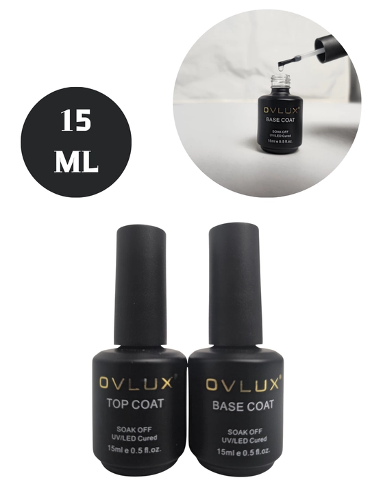 Tirnoqlar uchun baza qoplami, asos baza va rangsiz top, OVLUX, 15 ml