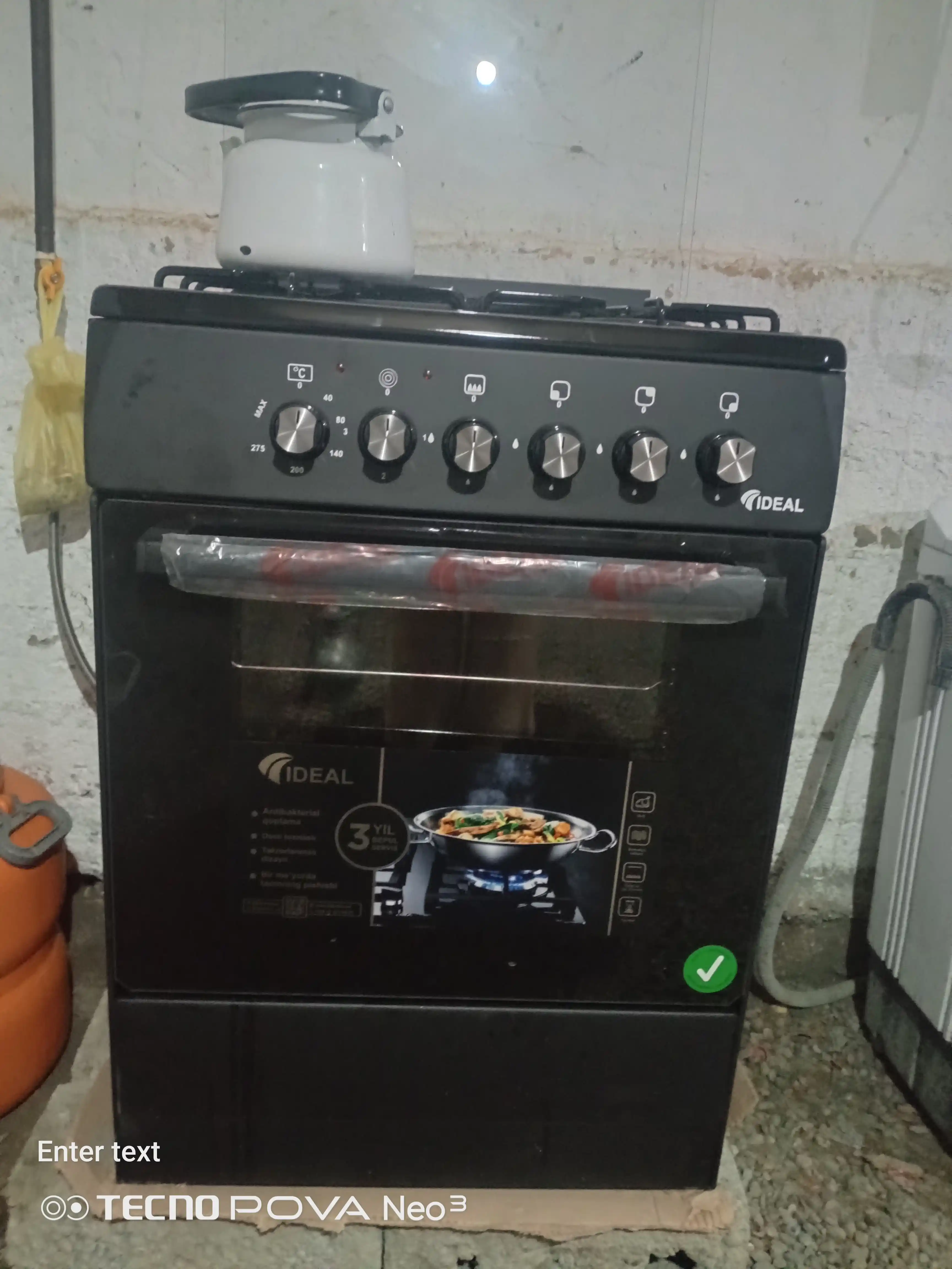 Gaz plita Ideal L305, 3+1 konforkali, pech hajmi 65 litr, 60 * 60