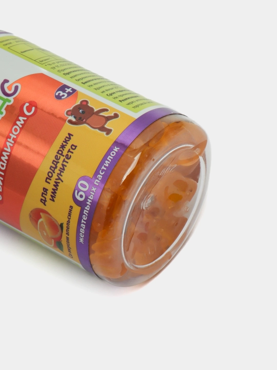 VitaKids S vitamini bilan, bolalar uchun apelsin ta’mli vitaminlar Herbion, 60 dona