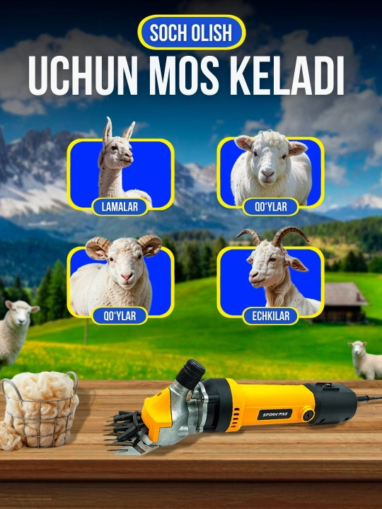 Qo'y, echki junini kesish mashinasi, 850 Vt