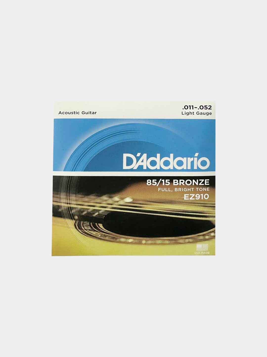 Струны для акустической гитары D'addario EZ910, Калибр 011-052, Бронза 85/15 + Медиатр - 