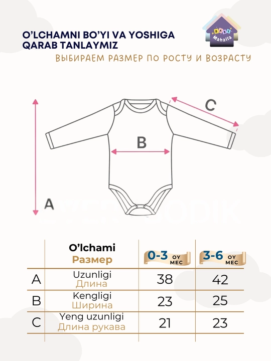 Детский боди с рукавами и детская шапка, комплект 100% хлопок, 0-3, 3-6