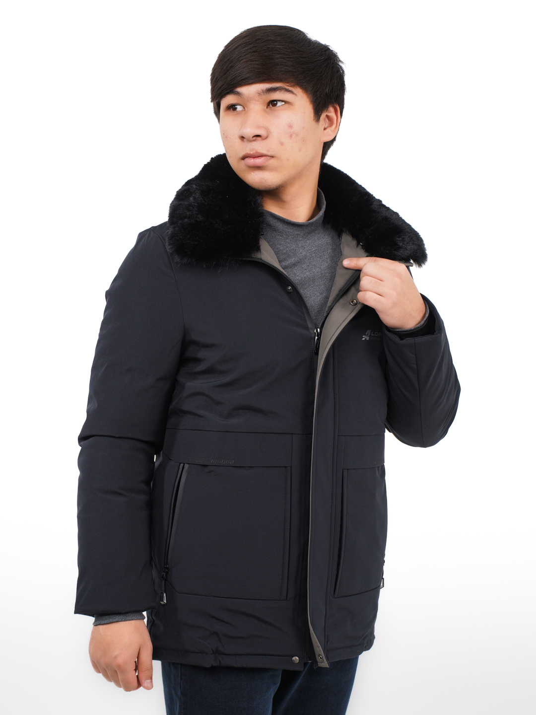 Мужская зимняя куртка с воротником и флисовой подкладкой купить по ...