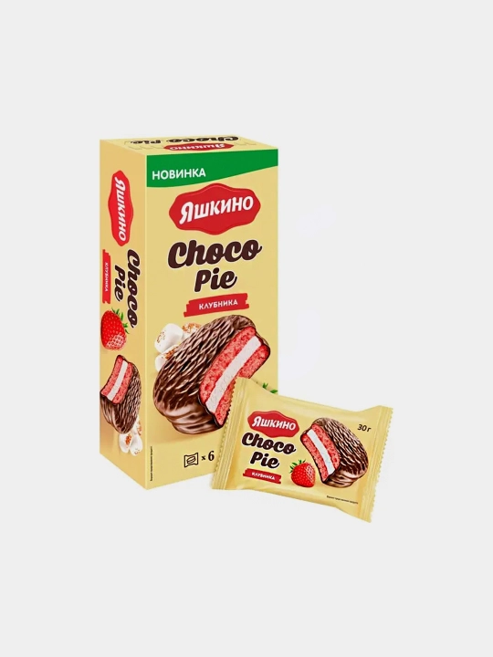 Печенье глазированное Яшкино ''Choco Pie'', клубника, 180 г. - 