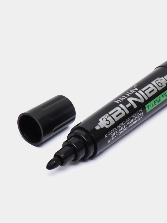 Marker qora, ikki tomonlama, bir tomoni 3 mm, ikkinchi tomoni 6 mm