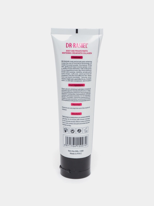 Dr. Rashel Black Charcoal, 100 ml, qora ko‘mirli intim zonalar uchun oqartiruvchi krem