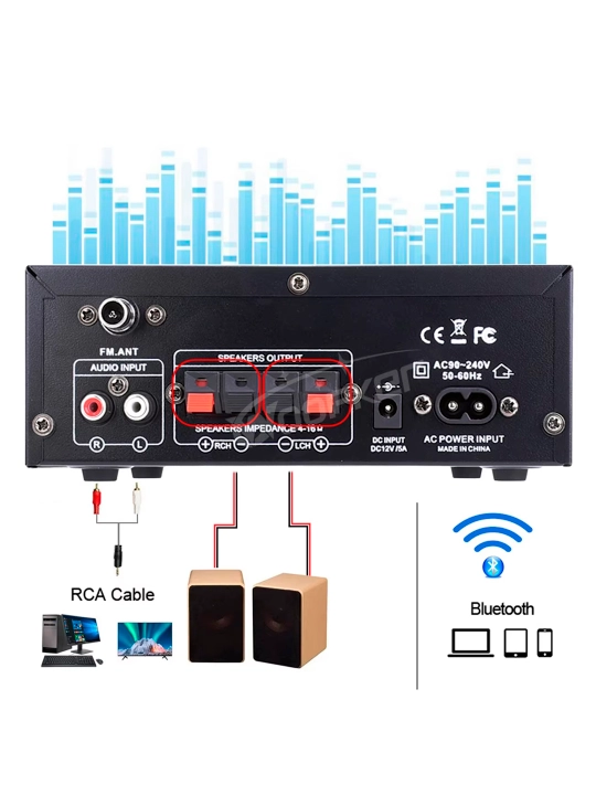 Усилитель мощности Woopker AK45 Pro Max 820 Вт RMS 50Wx2 Bluetooth