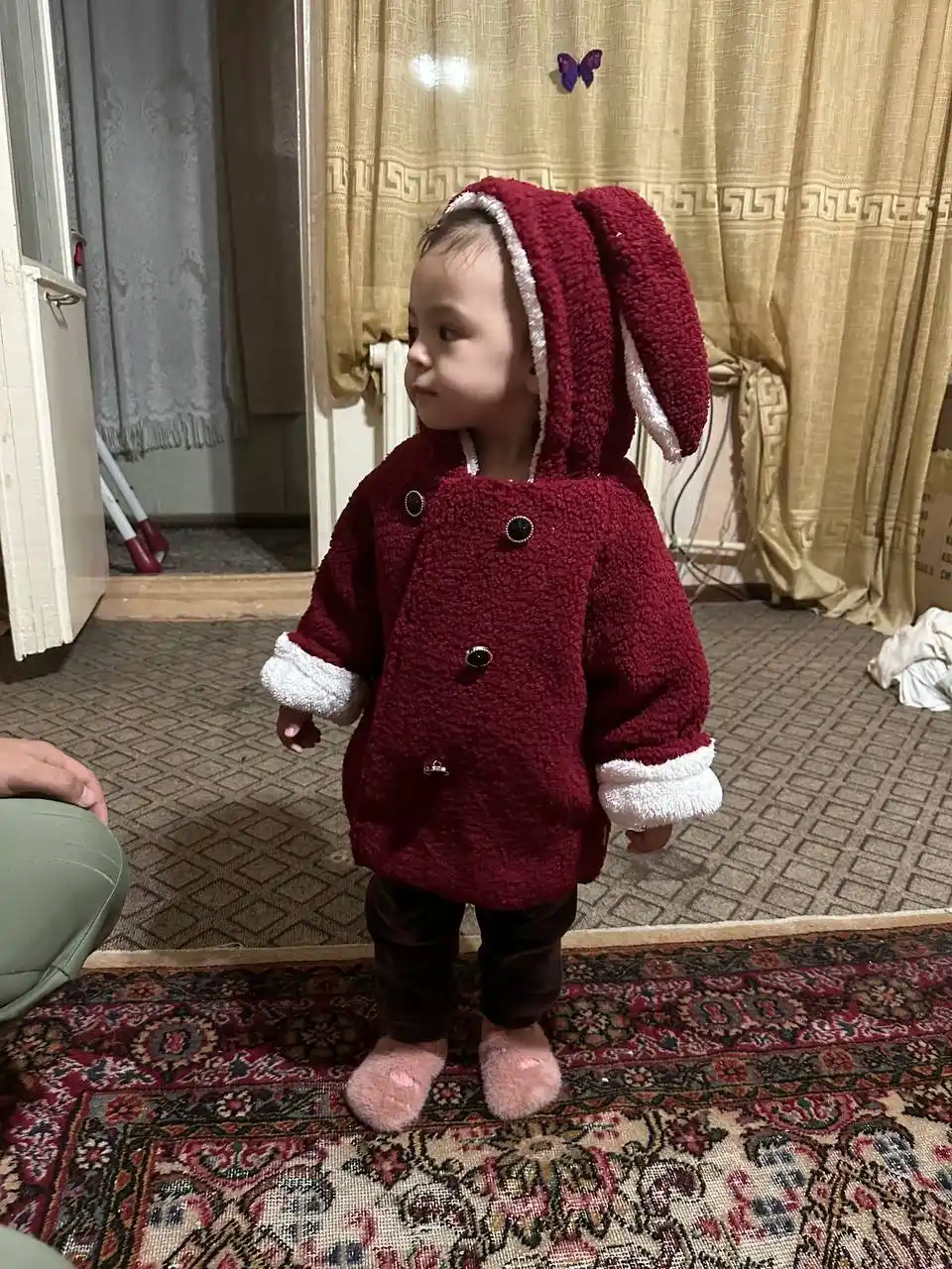 Куртка детская для девочек, пальто с ушками, шуба демисезонная для девочек, шубка тедди