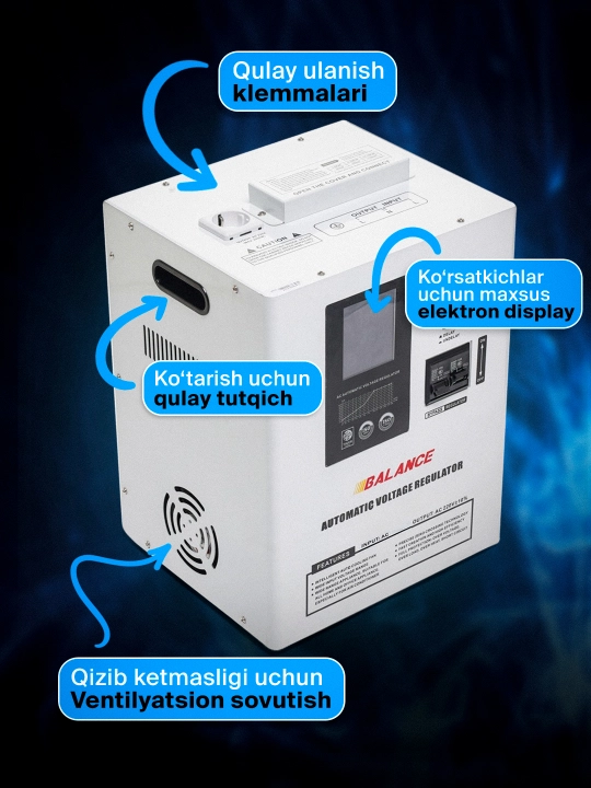 Kuchlanish stabilizatori Balance 15 kVA, releli, 45-280V