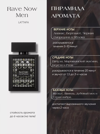 Erkaklar va ayollar uchun parfyum suvi Now Rave Lattafa, 100 ml