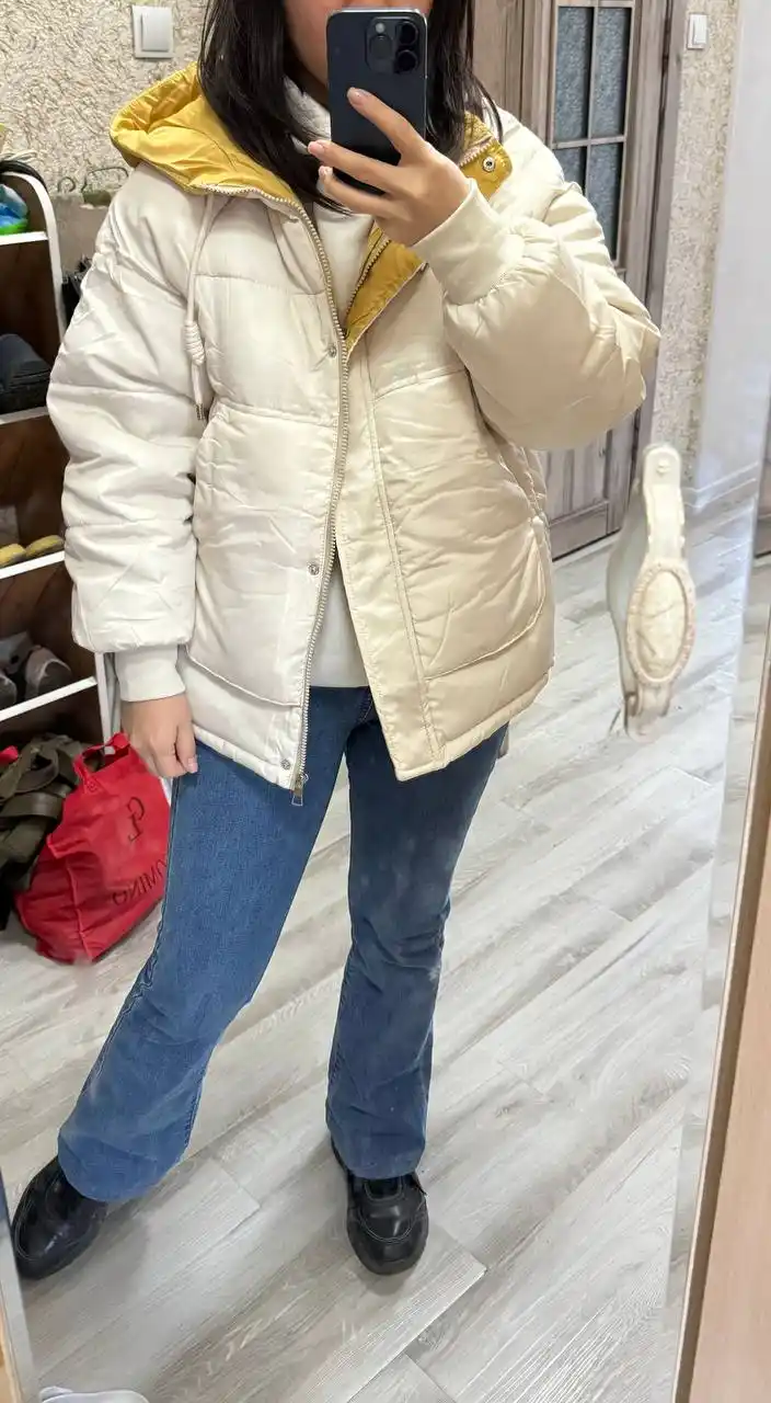 Ayollar uchun kurtka, qalpoqli, kuz va qish mavsumi uchun, qisqa