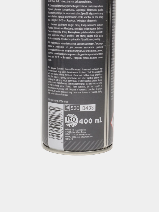 Xavfsizlik kamarini tiklovchi moylash K2 BELSO, 400 ml