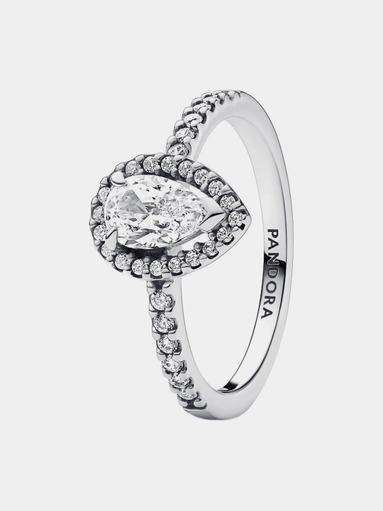 Кольцо Pandora Грушевидное сияние 192835C01, серебро 925, цирконий