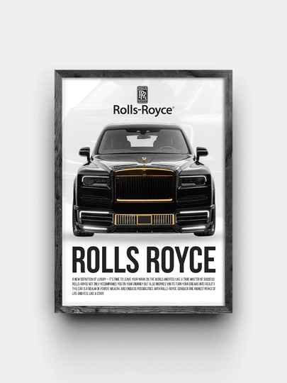 Definite, постер Rolls Royce Cullinan, в деревянной рамке, формат A4, 30 * 20 см