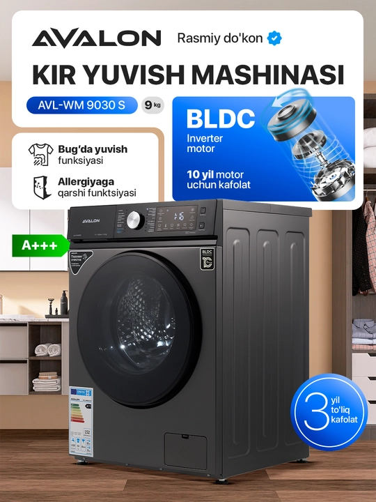 Kir yuvish mashinasi AVL-WM 9030 - (9 kg) - 