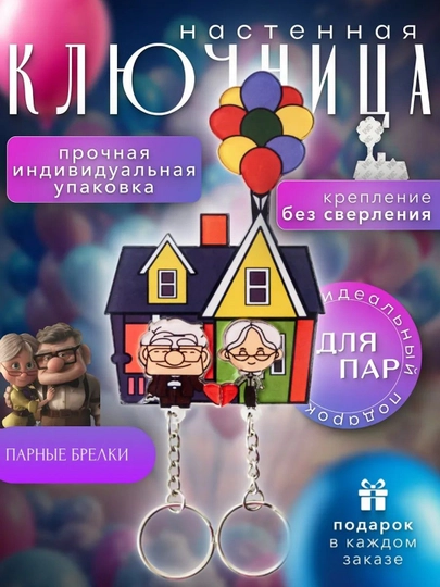 Брелок для ключей, брелок в стиле мультфильма "Вверх", ключница 5-7 см — СОЛНБАЗ-БРЕЛОК-АЛЫЙ