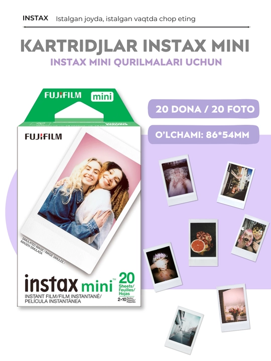 Fotoapparat uchun kartridj, plyonka Fujifilm Instax Mini, standart, 10 * 2PK, 20 ta rasm