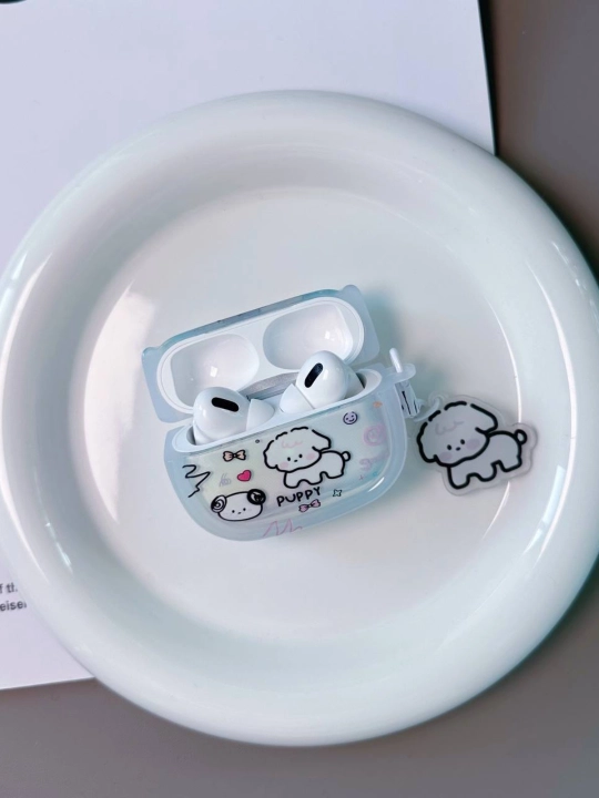 Чехол для наушников с щенком полупрозрачный, airpods 1, 2, 3, 4 и pro