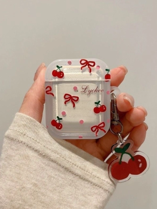 Чехол для AirPods с вишенками и бантиками