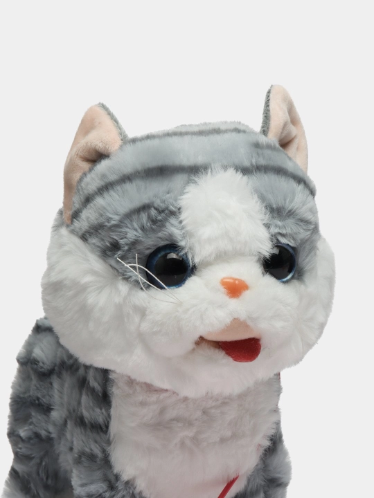 Интерактивная мягкая игрушка кошка, звуковой кот с поводком, мяукающий кот