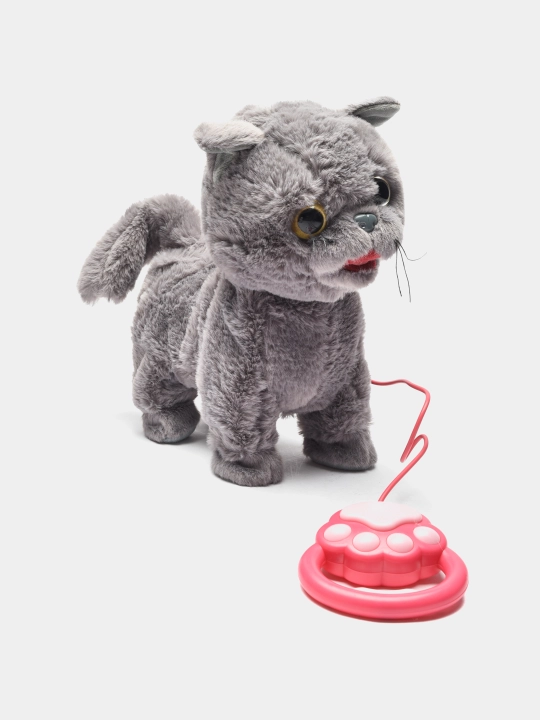 Интерактивная мягкая игрушка кошка, звуковой кот с поводком, мяукающий кот