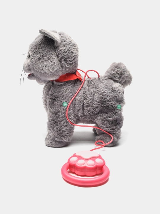 Интерактивная мягкая игрушка кошка, звуковой кот с поводком, мяукающий кот