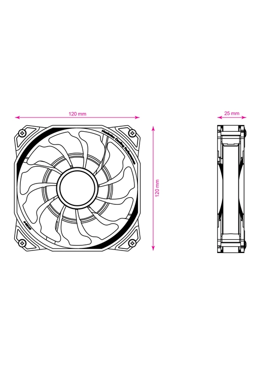 Korpusli ventilyator 2E Gaming AIR COOL ACF120PW-RGB, 120 mm, 2510-4PIN, oq parraklar