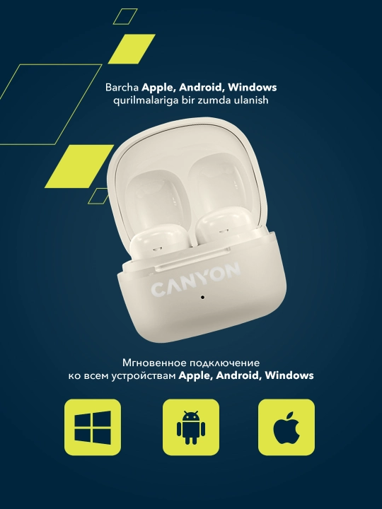 Simsiz quloqchinlar CANYON TWS OnGo 4 Mini, bluetooth quloqchin, vakuumli