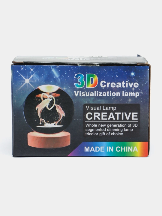 Хрустальный шар ночник 3D, антистресс, настольный светильник, LED, 7x8 см
