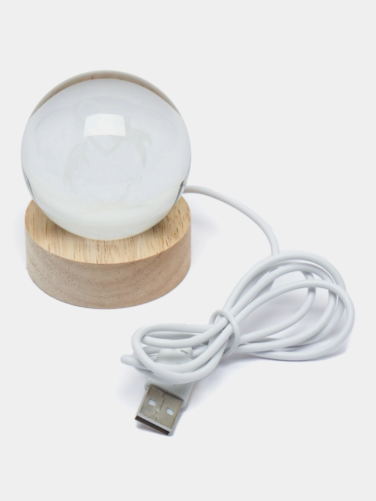 Хрустальный шар ночник 3D, антистресс, настольный светильник, LED, 7x8 см