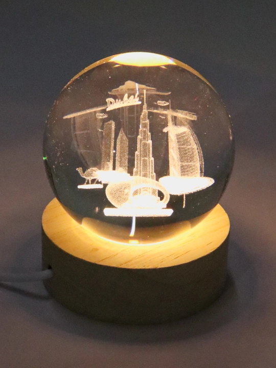 Хрустальный шар ночник 3D, антистресс, настольный светильник, LED, 7x8 см