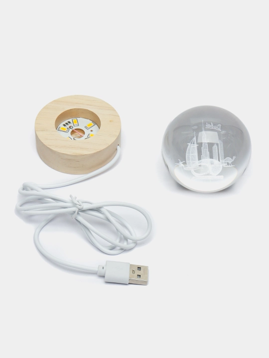 Хрустальный шар ночник 3D, антистресс, настольный светильник, LED, 7x8 см