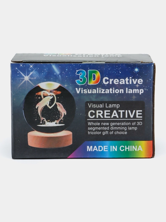 Хрустальный шар ночник 3D, антистресс, настольный светильник, LED, 7x8 см