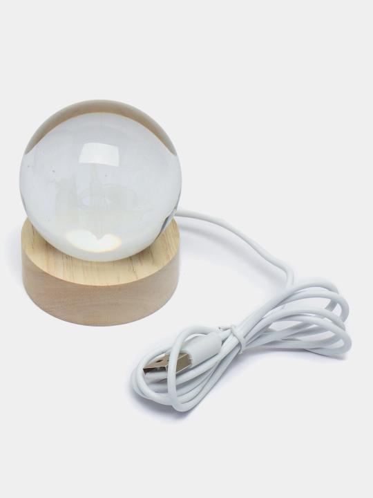 Хрустальный шар ночник 3D, антистресс, настольный светильник, LED, 7x8 см