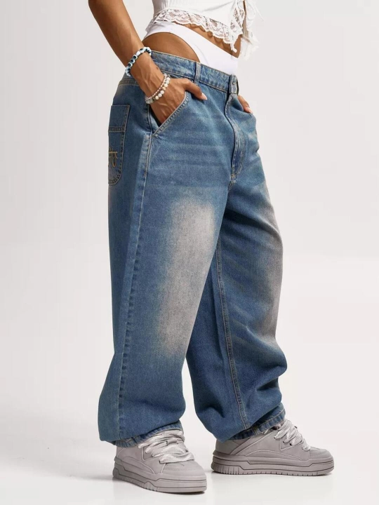 Keng jinsi shimlar y2k baggi oversize sk8 UNI