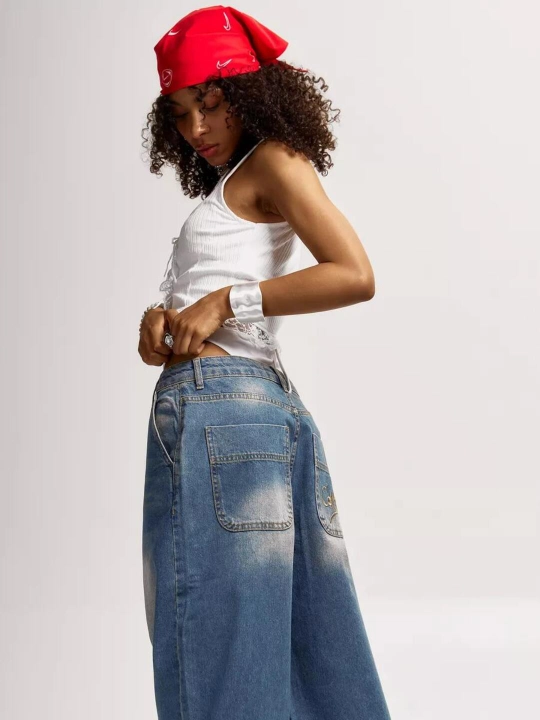 Keng jinsi shimlar y2k baggi oversize sk8 UNI